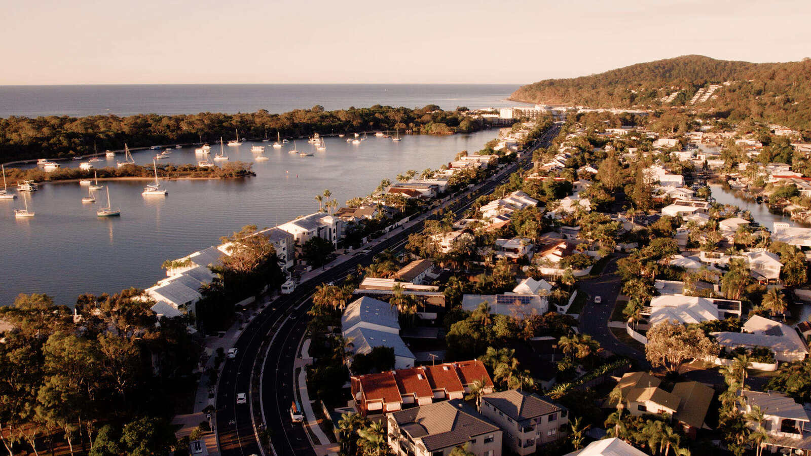 Aerial of Noosa, served by zero tailpipe emission transfers